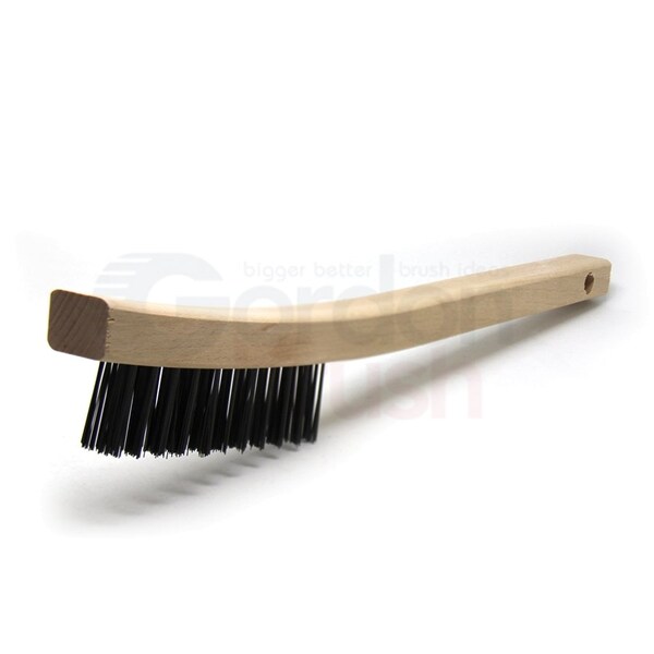 Gordon Brush 3x11 Row 0.013" CS Wire, 13-3/4" Curved Wood Handle Scratch Brush 900146 - main